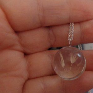 Transparent Glass Globe Real Dandelion Necklace